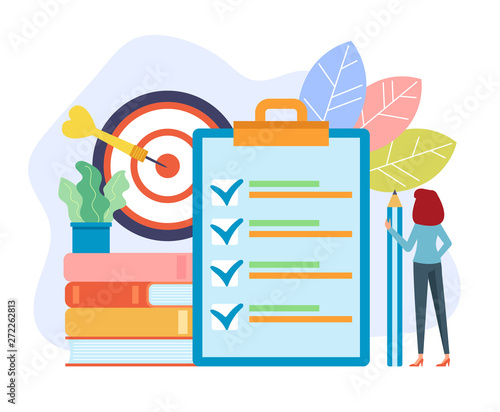 To do list target concept. Vector flat cartoon graphic design isolated illustration