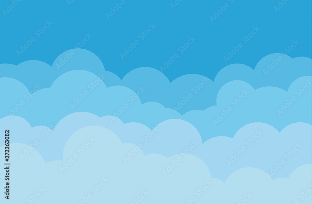 Sky and clouds vector cloudy cartoon isolated on blue background Sky and clouds vector cloudy cartoon isolated on blue background