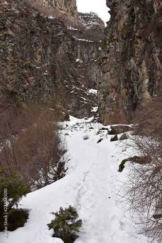 Caucasus Mountain Valley Hiking Path with Warm Tones, Georgia