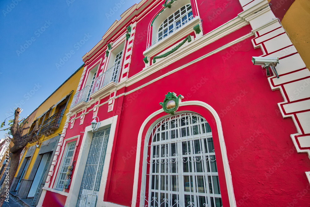 Fototapeta premium Colorful Puebla streets in Zocalo historic city center