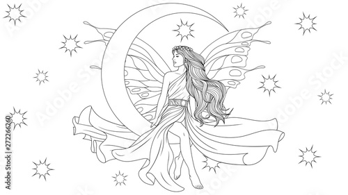 Fairy sits on a month