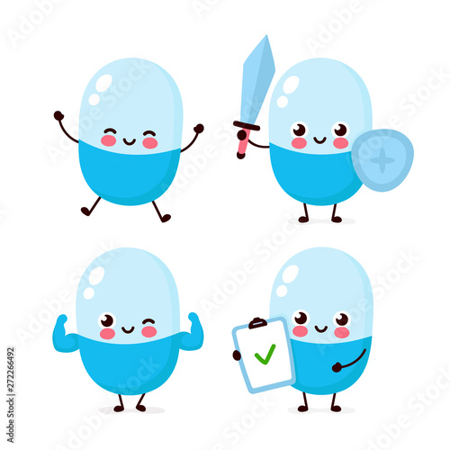 Cute strong happy smiling pill 