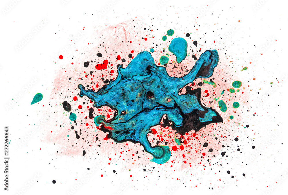 Colourful Splatter Flow Paint Isolated on White Background Colourful Splatter Flow Paint Isolated on White Background