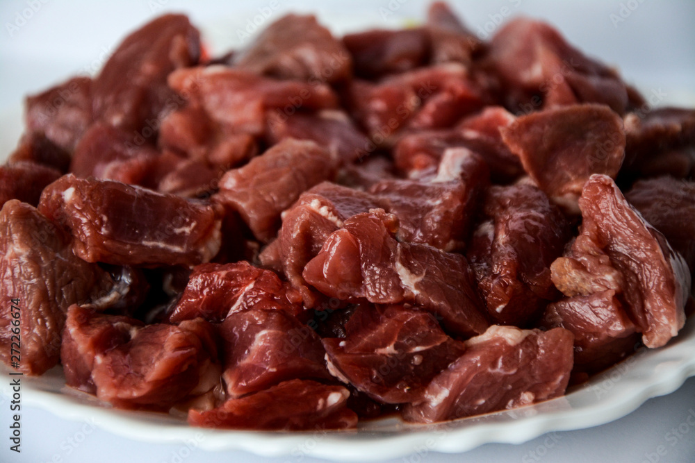 juicy pieces of raw meat