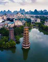 Leinwandbilder Guilin Zwillingspagoden im Guilin Park  © creativefamily