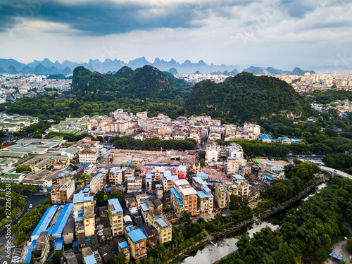Aerial view of Guilin, famous travel city in China
