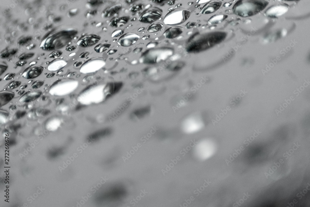Silver rain water drops looking very peaceful