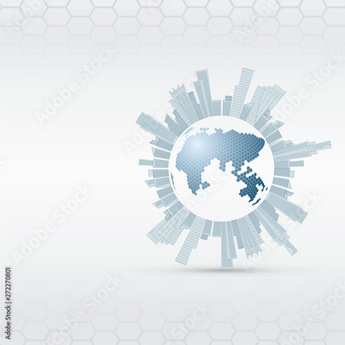 Circle with  city around concept