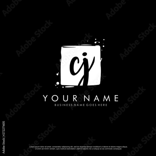 C J CJ initial square logo template vector