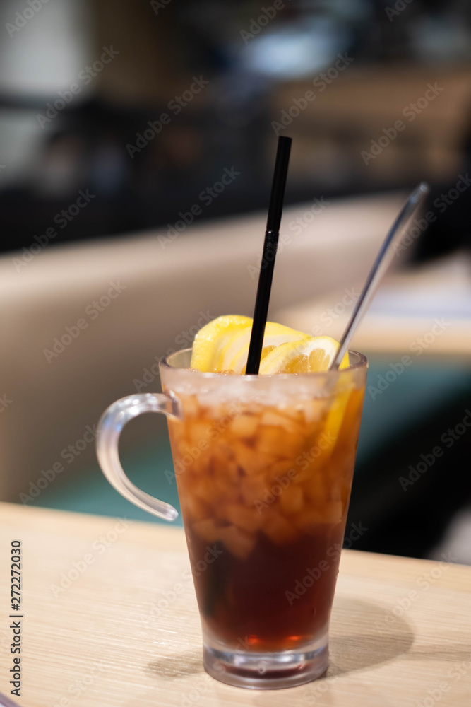 Close up of Iced lemon tea. Close up of Iced lemon tea.