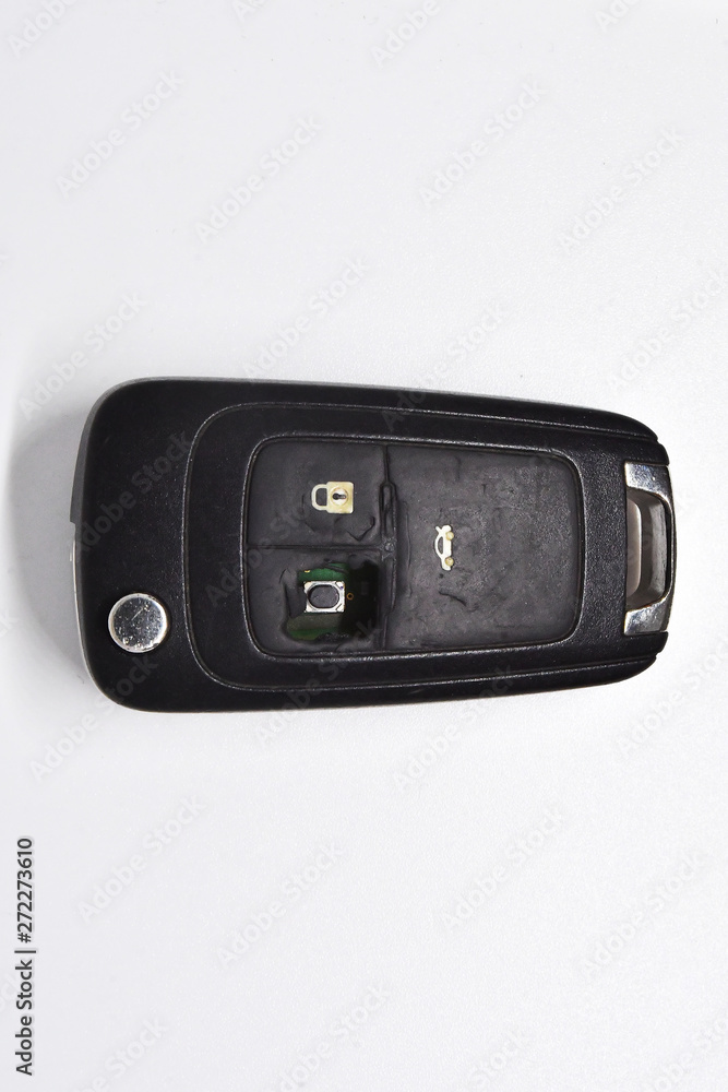 Damaged Car Key isolated on White Damaged Car Key isolated on White