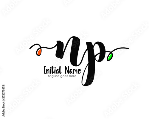 N P NP Initial brush color logo template vetor