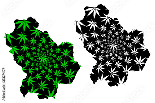 Basilicata (Autonomous region of Italy, Italian Republic) map is designed cannabis leaf green and black, Basilicata map made of marijuana (marihuana,THC) foliage,..