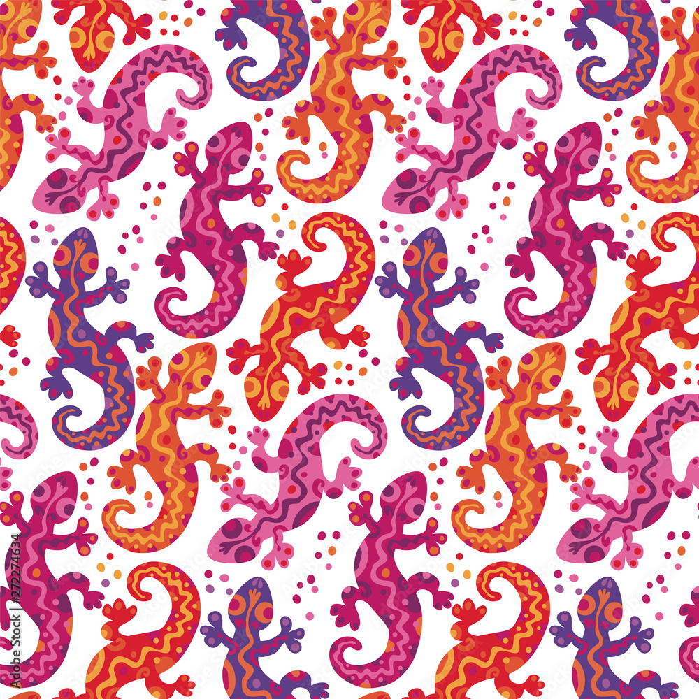Colorful mexican tropical lizard seamless pattern Colorful mexican tropical lizard seamless pattern