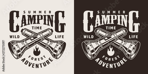 Vintage monochrome summer camping logo