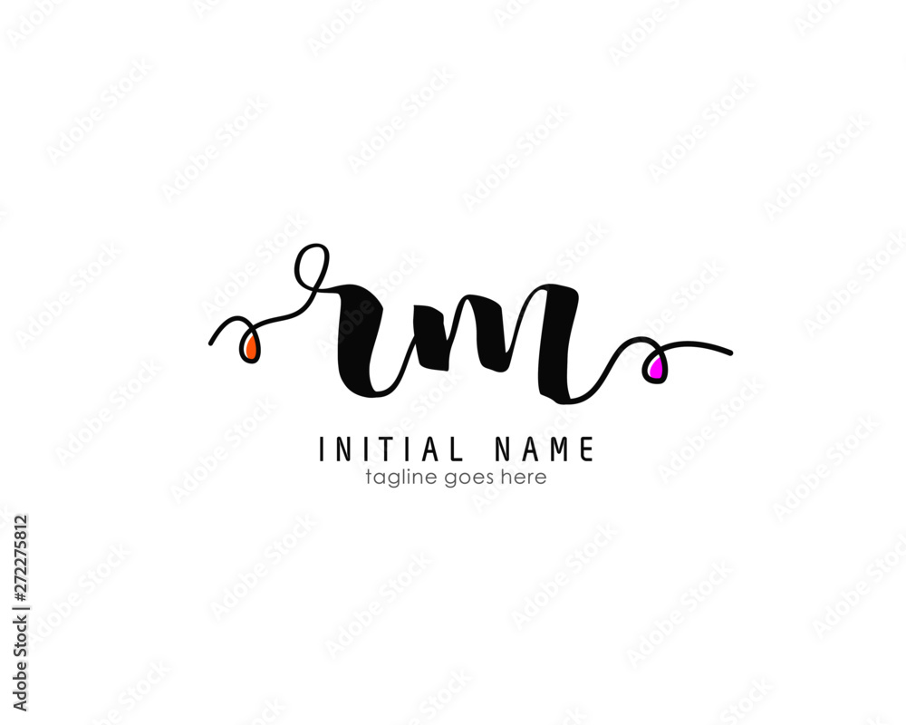R M RM Initial brush color logo template vetor R M RM Initial brush color logo template vetor