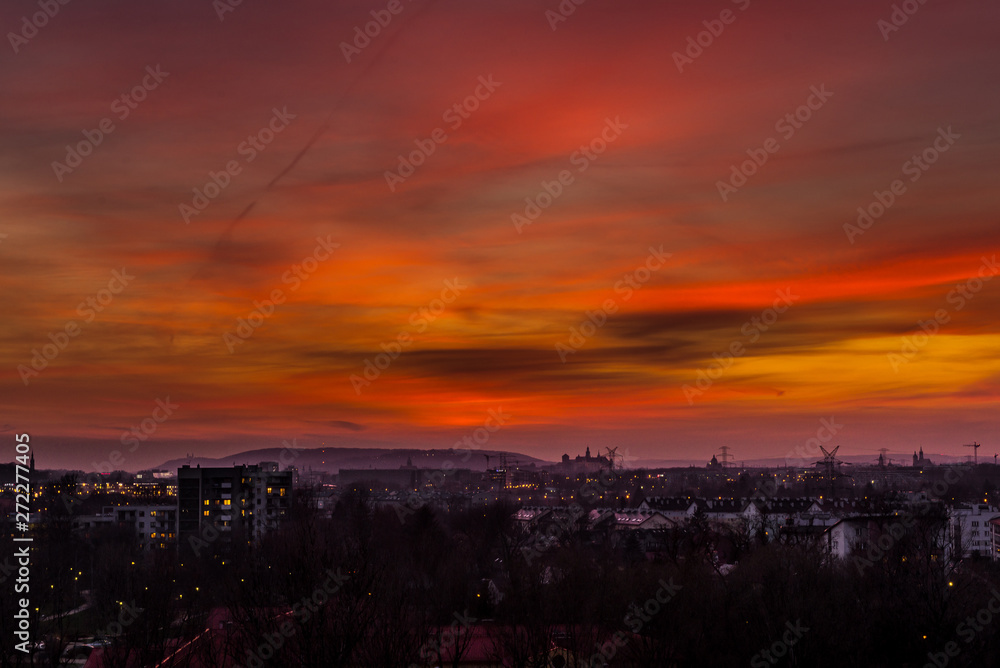 Zachód słońca nad Krakowem