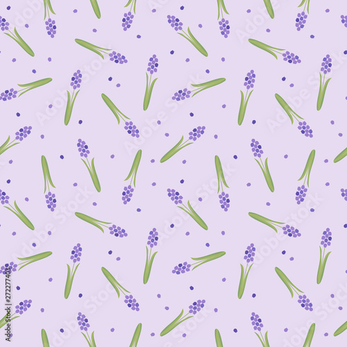 Bluebell flowers seamless pattern.