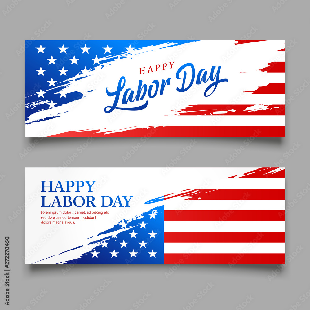 Happy Labor day flag of usa vector, brush style banners design collections background, illustration Happy Labor day flag of usa vector, brush style banners design collections background, illustration