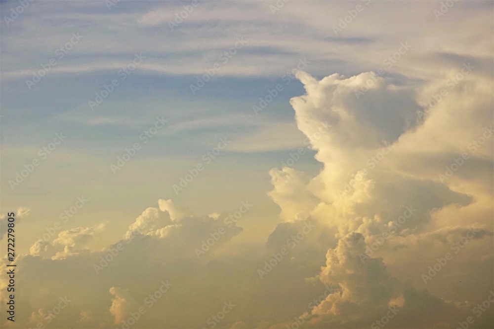 Amazing clouds and sunlight on the background of blue sky, Spring in GA USA.
