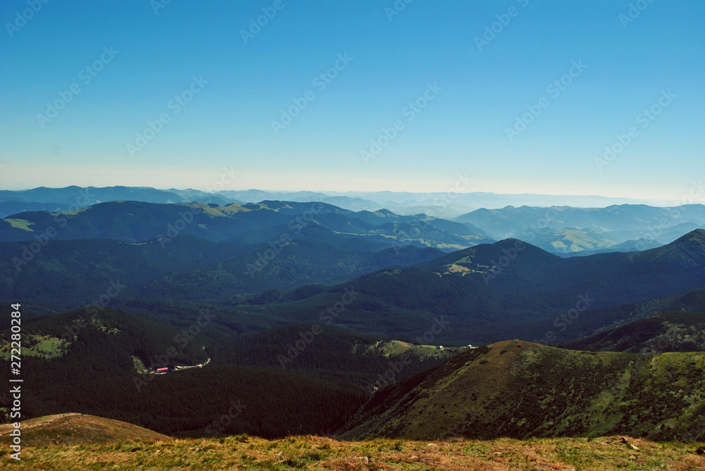Beautiful mountain landscape, view from the top of the mountain