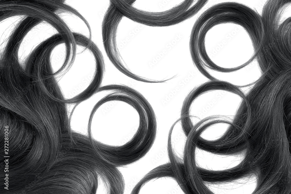 Curly black hair isolated on white background. Circle shape Curly black hair isolated on white background. Circle shape