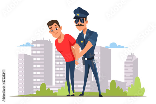 Lawbreaker arrest flat vector illustration