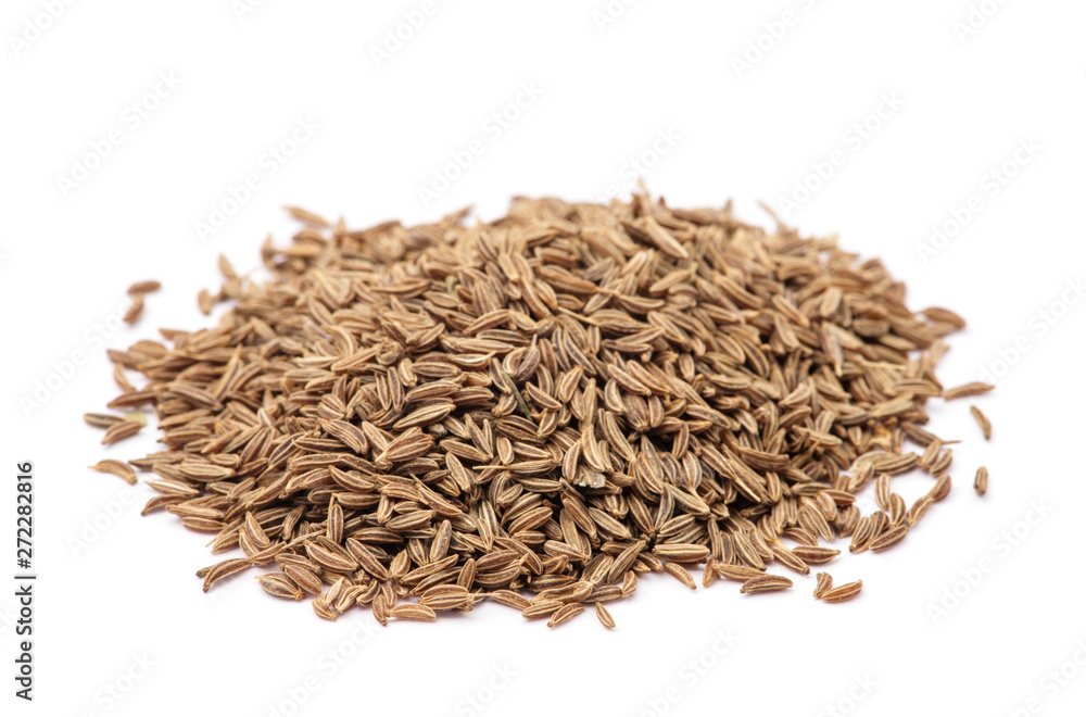 Pile of cumin seeds isolated on white background Pile of cumin seeds isolated on white background