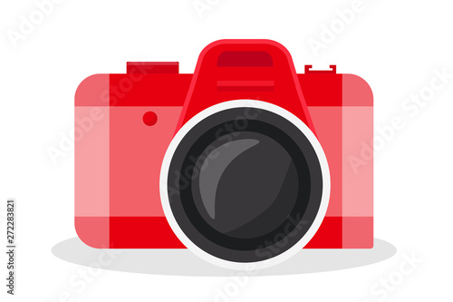 Red camera vector cartoon illustration