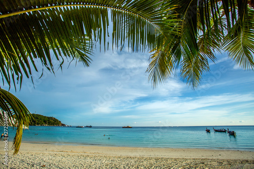The most beautiful beach on the island under coconut tree.