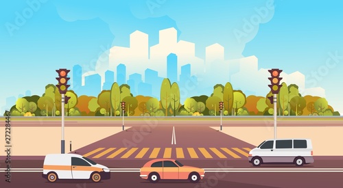 suburb road with transport