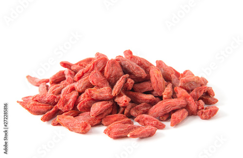 Dried goji berries isolated on white background