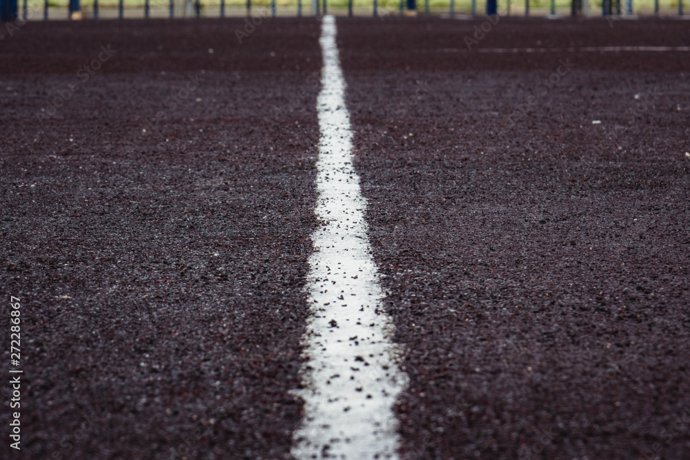 Obraz premium street football field. white stripe football pitch
