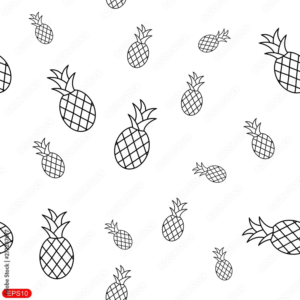 Fototapeta premium Tropical ananas pineapple fruit seamless pattern