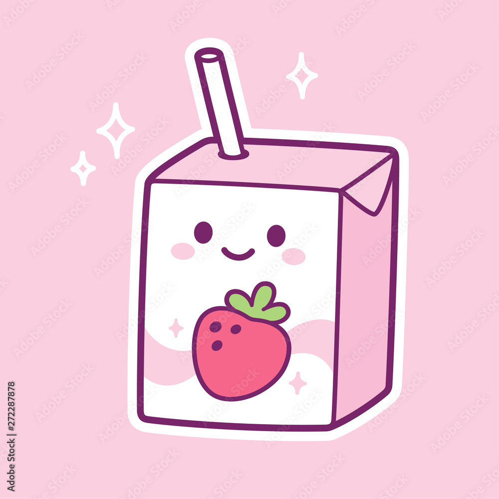 Kawaii strawberry milk Stock Vector Adobe Stock