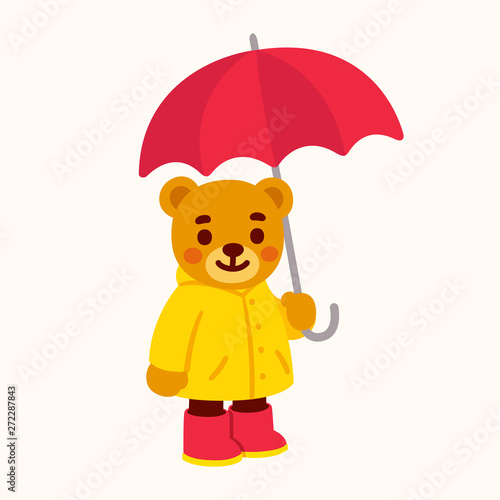 Cute teddy bear with umbrella