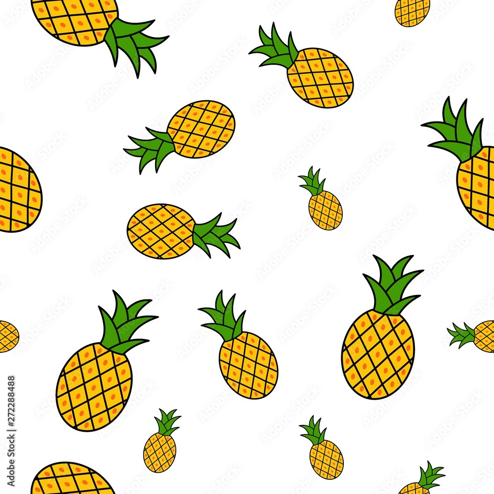 Tropical ananas pineapple fruit seamless pattern Tropical ananas pineapple fruit seamless pattern