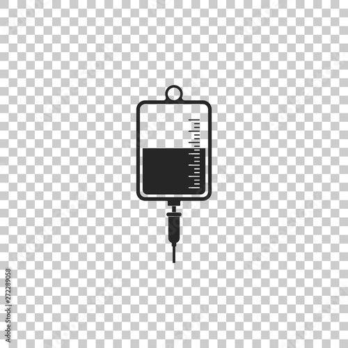 IV bag icon isolated on transparent background. Blood bag icon. Donate blood concept. The concept of treatment and therapy, chemotherapy. Flat design. Vector Illustration