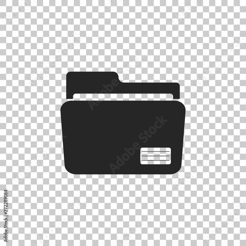 Document folder icon isolated on transparent background. Accounting binder symbol. Bookkeeping management. Flat design. Vector Illustration