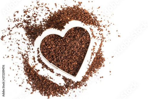 Ground Coffee in a Heart Shape
