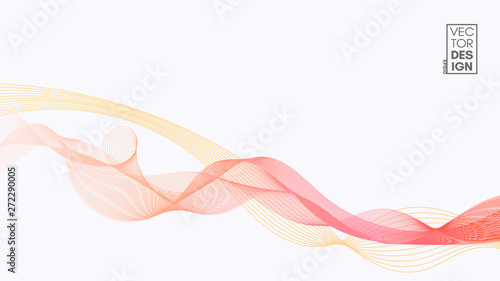 Abstract vector wave lines yellow and pink colors isolated on white background