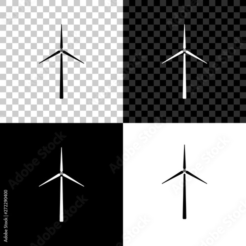 Wind turbine icon isolated on black, white and transparent background. Wind generator sign. Windmill silhouette. Windmills for electric power production. Vector Illustration