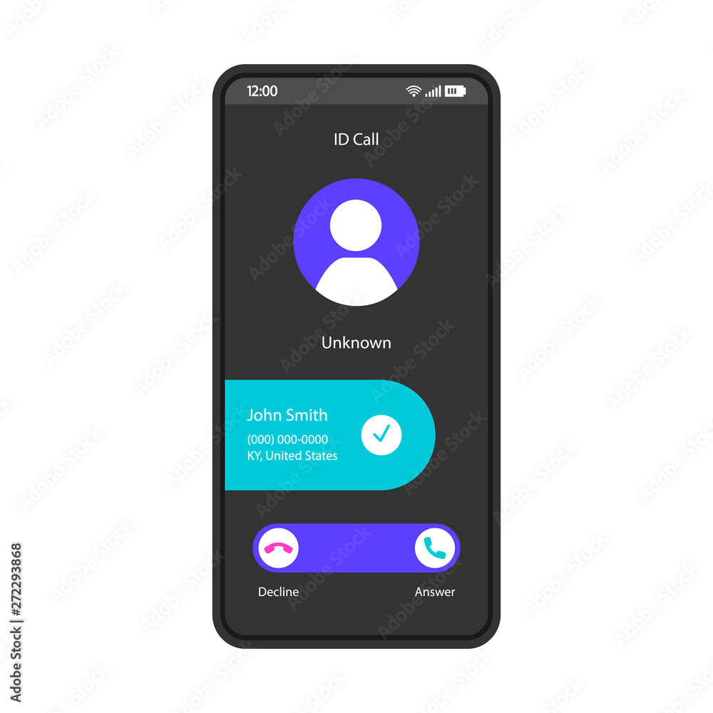 ID call smartphone interface vector template ID call smartphone interface vector template