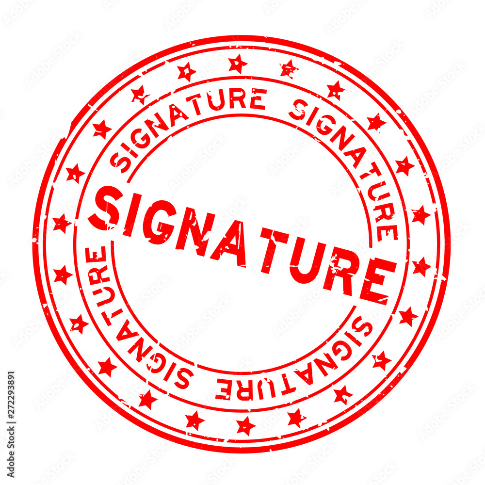 Grunge red signature word round rubber seal stamp on white background Grunge red signature word round rubber seal stamp on white background