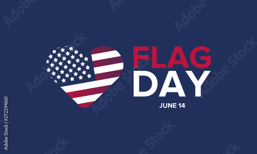 National Flag Day in United States. Holiday celebrated annual June 14 in USA. Patriotic style design with american flag. Poster, greeting card, banner and background. Vector illustration photo