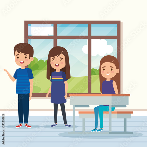boy and girls children in the academic classroom