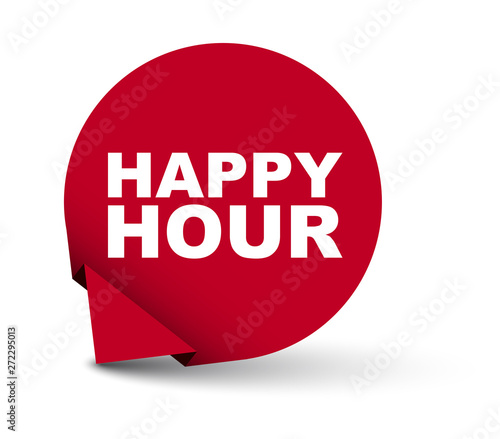 red vector banner happy hour