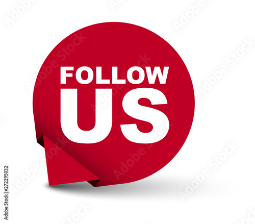 red vector banner follow us