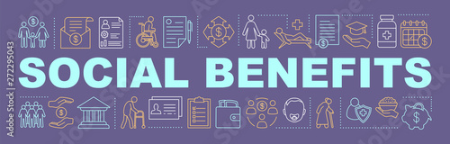 Social benefits and welfare word concepts banner