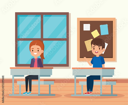boy and girl children in the education classroom